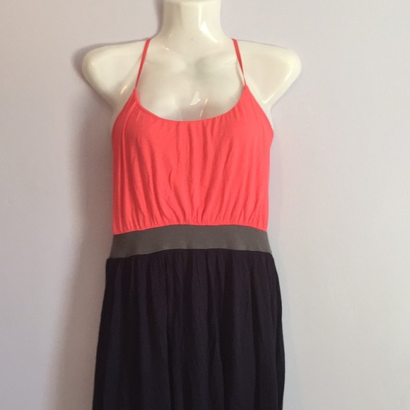 Soprano orange and navy spaghetti strap dress Sz M - Picture 4 of 13